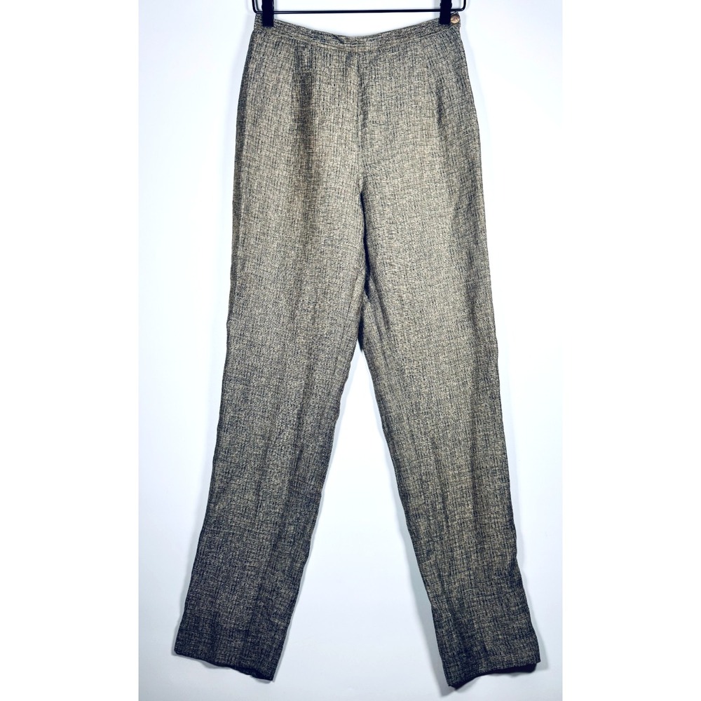 Tamotsu New York Pants 6 Black Gold Textured High Rise Side Zip Made in USA